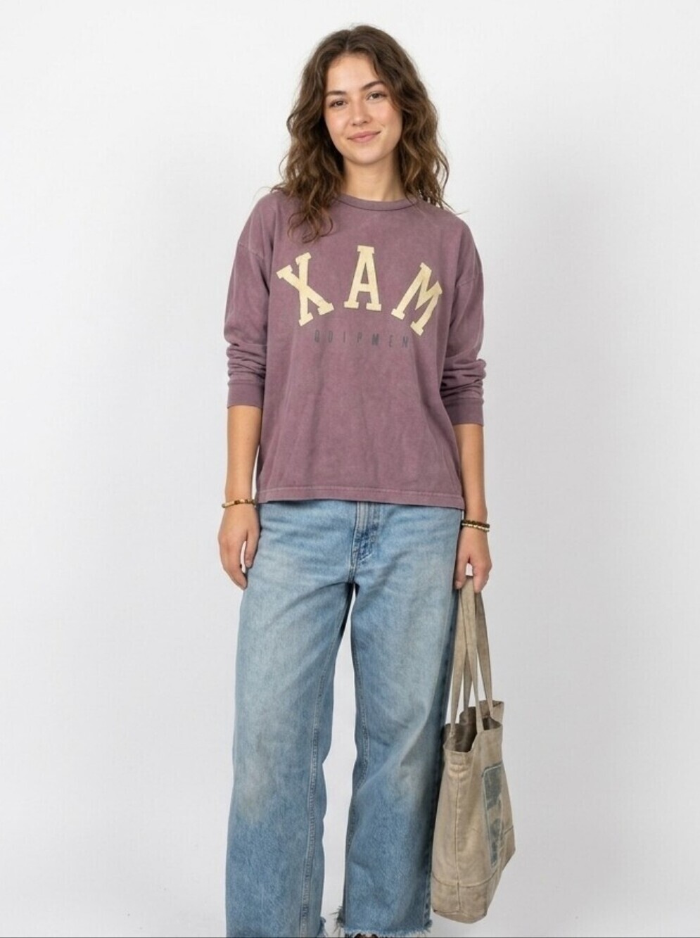 XAM Equipment Vintage 90s Garment Dyed Long Sleeve Plum Purple Top One Size